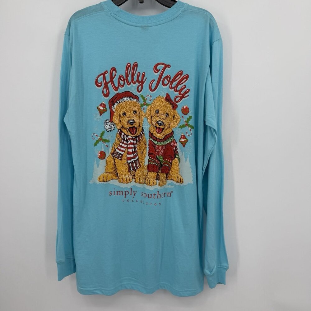 Simply Southern Long Sleeve T-Shirt size S Holly Jolly Christmas Cocker Spaniel